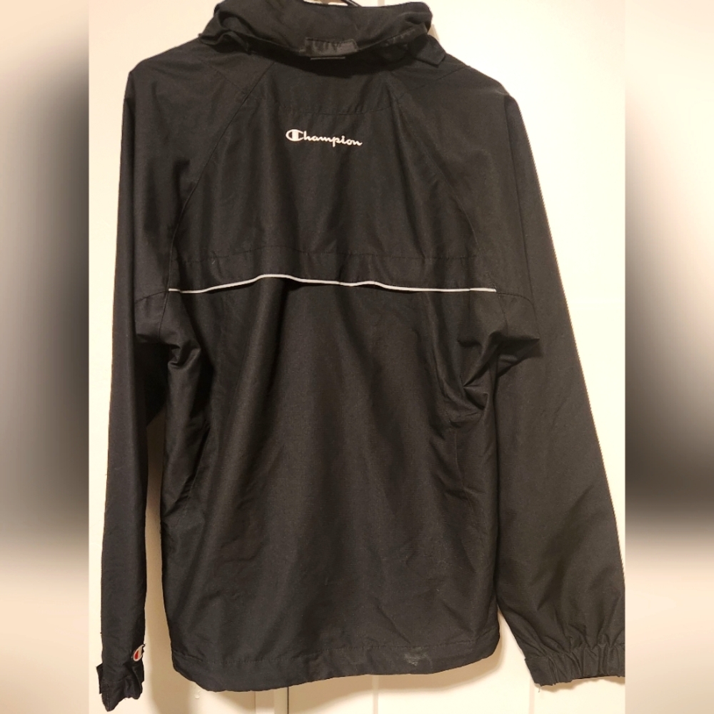 Champion Windbreaker Quarter Zip Black Pullover Jacket Size Small